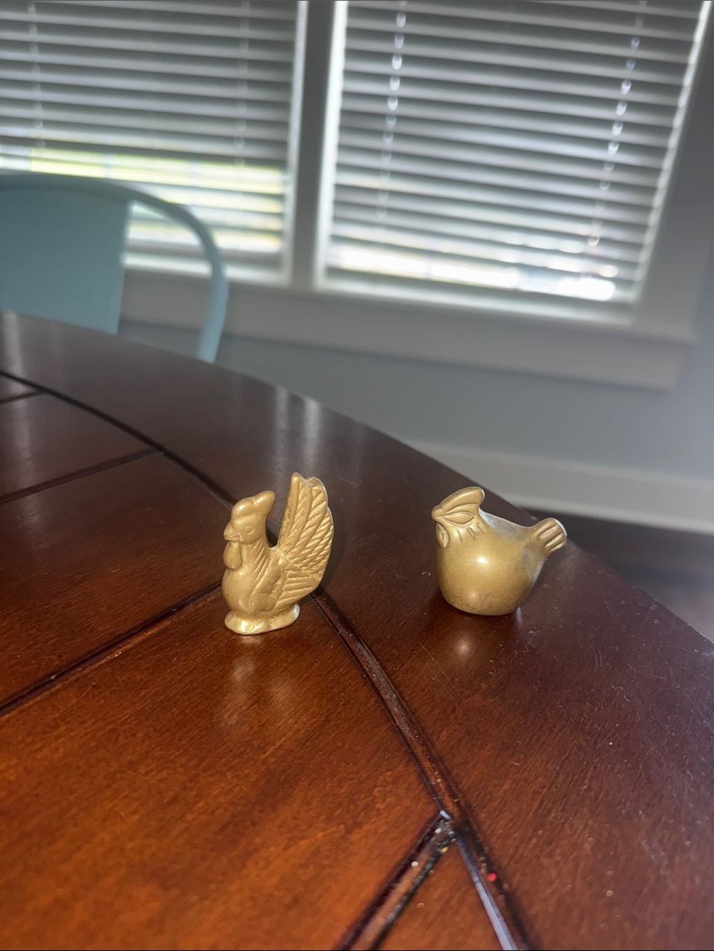 Mini brass rooster and hen